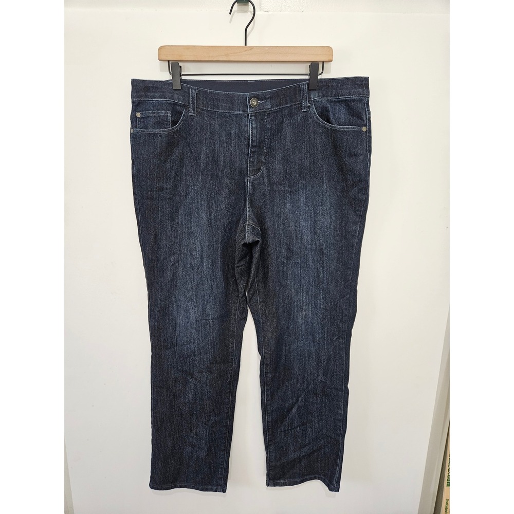 CJ Banks Dark Wash Straight Leg‎ Denim Jeans Women 18W Indigo Stretch 004827